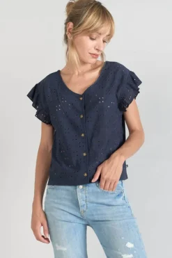 Le Temps des Cerises Top Pedrina Ajoure Bleu Marine Midnight Clearance