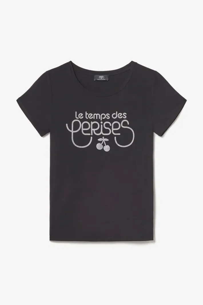 Le Temps des Cerises T-Shirt Bi-Matiere Domi Noir Imprime Black Best