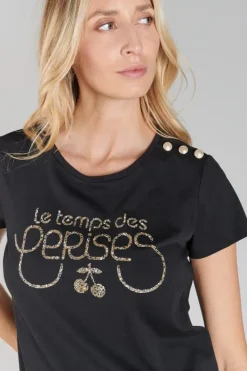 Le Temps des Cerises T-Shirt Carole Noir Imprime Black Store