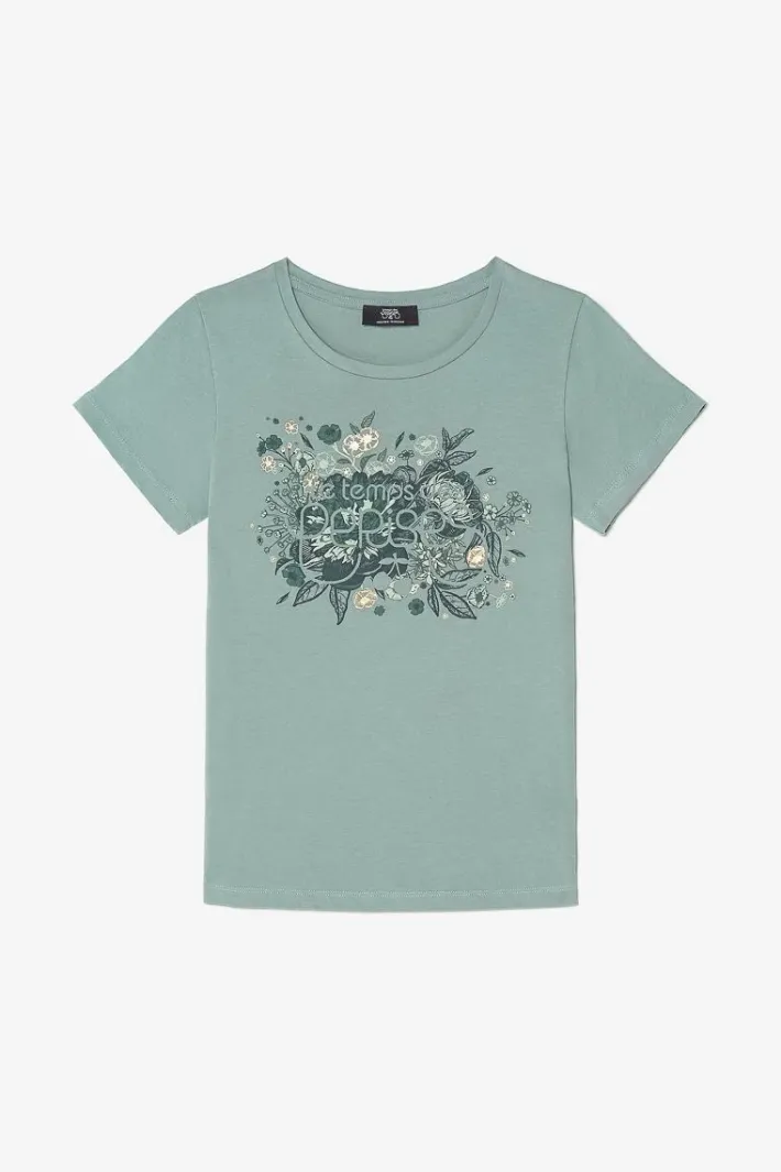 Le Temps des Cerises T-Shirt Gracy Vert Imprime Sauge Best