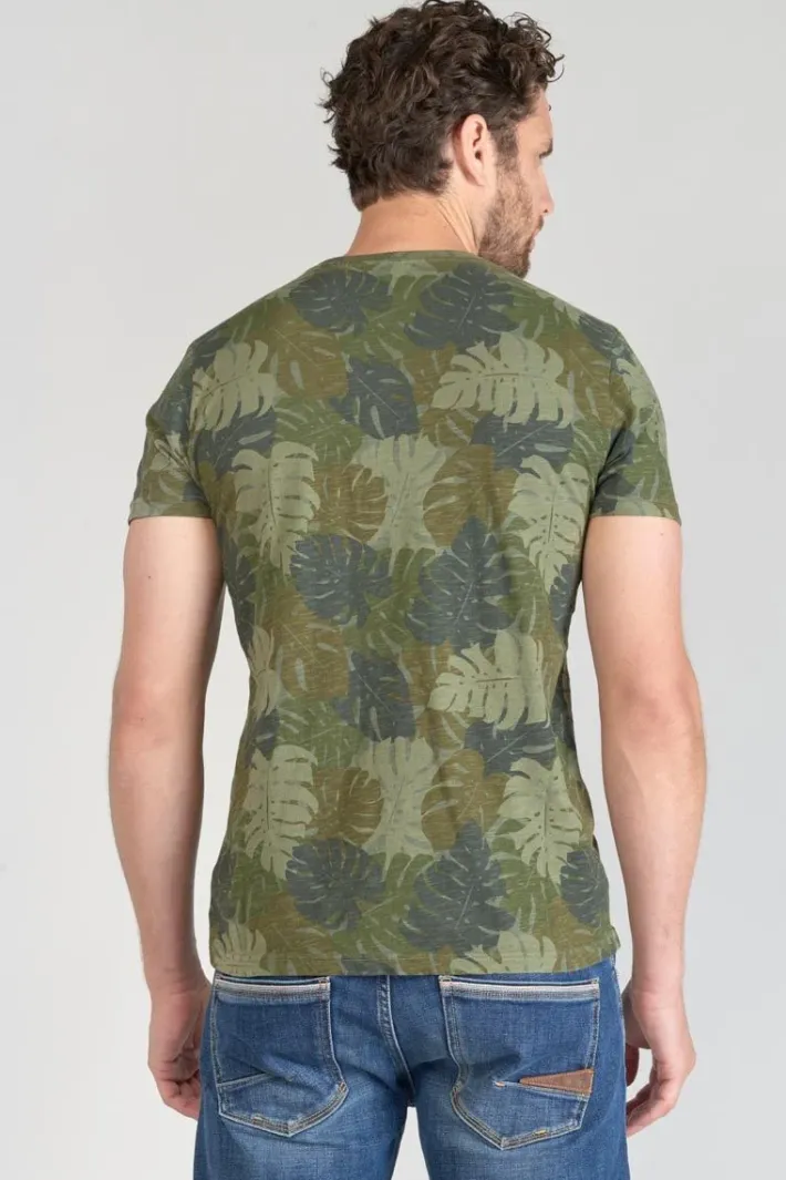 Le Temps des Cerises T-Shirt Jung A Motif Jungle Kaki Leaf Cheap