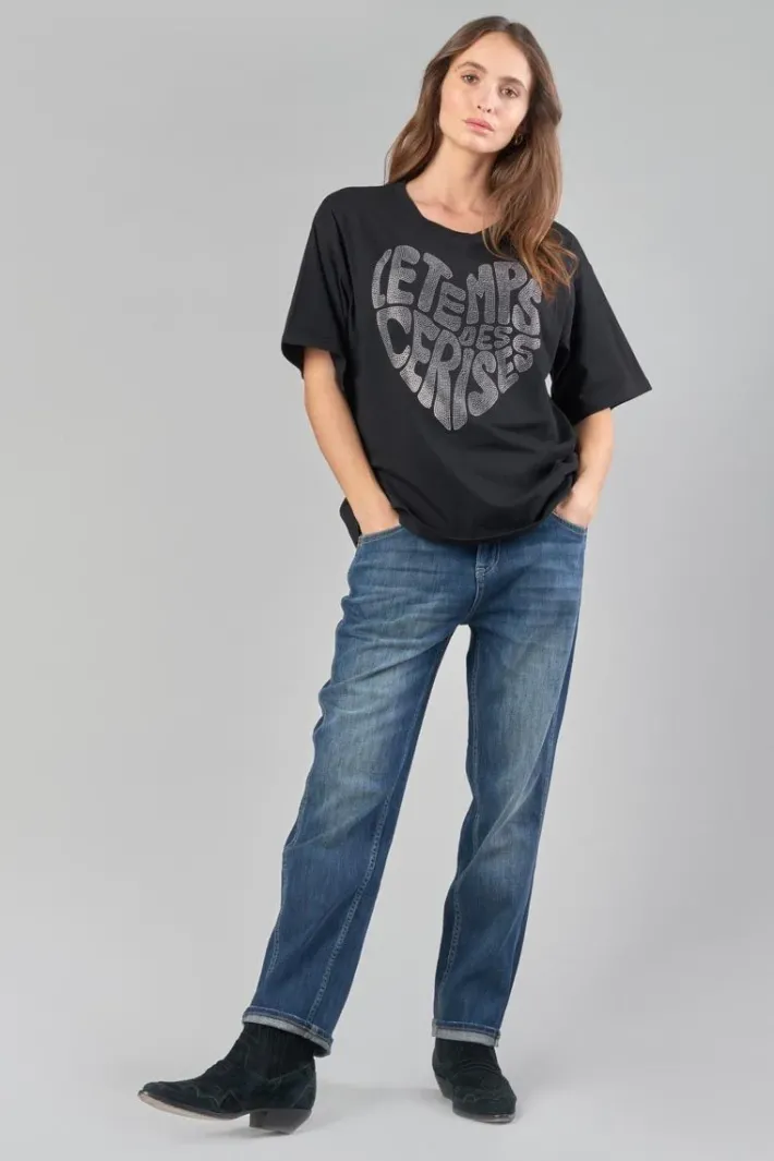 Le Temps des Cerises T-Shirt Oraya Noir A Strass Black Outlet