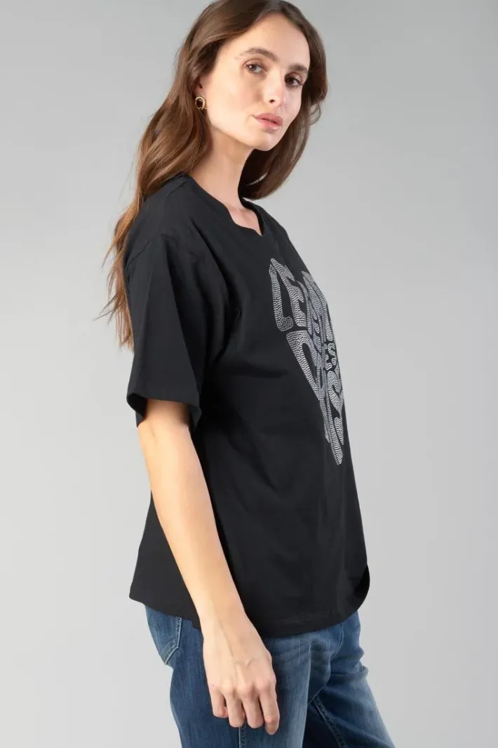 Le Temps des Cerises T-Shirt Oraya Noir A Strass Black Outlet