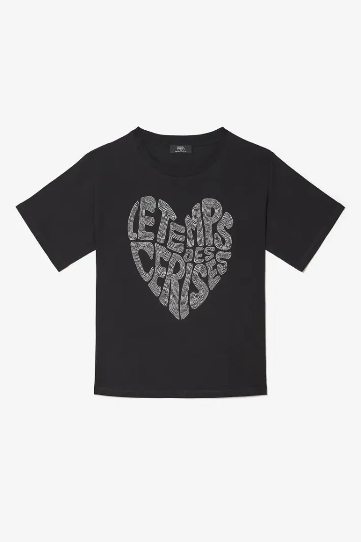 Le Temps des Cerises T-Shirt Oraya Noir A Strass Black Outlet