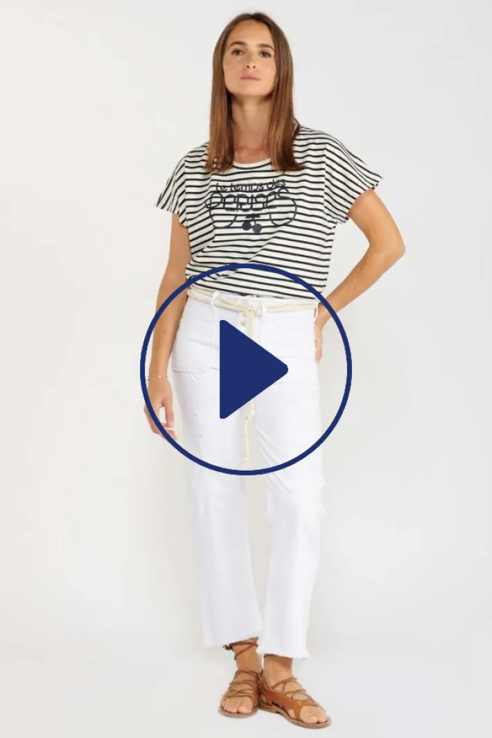 Le Temps des Cerises T-Shirt Sailor Mariniere Blue Clearance