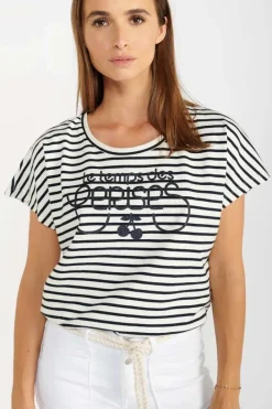 Le Temps des Cerises T-Shirt Sailor Mariniere Blue Clearance