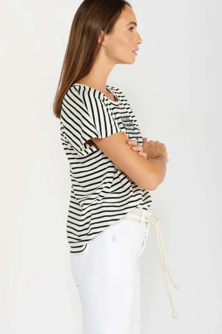 Le Temps des Cerises T-Shirt Sailor Mariniere Blue Clearance
