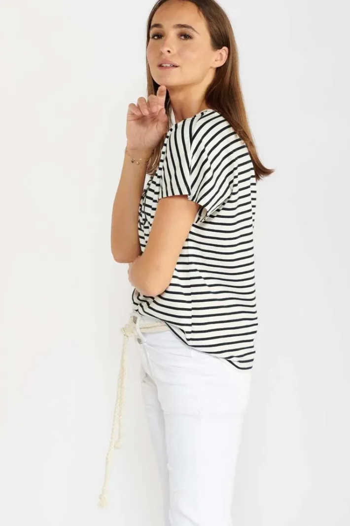 Le Temps des Cerises T-Shirt Sailor Mariniere Blue Clearance
