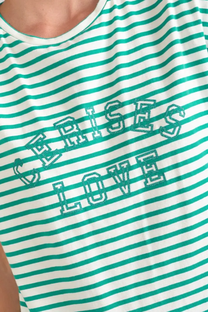 Le Temps des Cerises T-Shirt Sans Manches Male A Rayures Vertes Tropical Sale