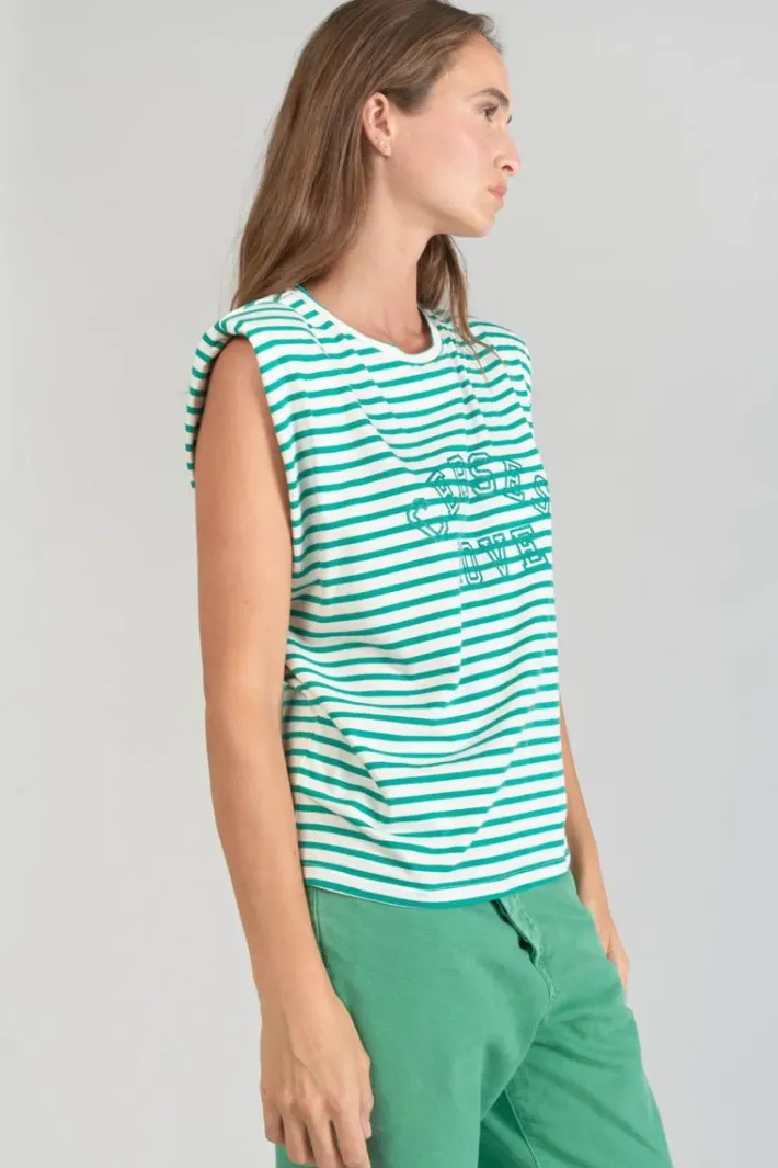 Le Temps des Cerises T-Shirt Sans Manches Male A Rayures Vertes Tropical Sale