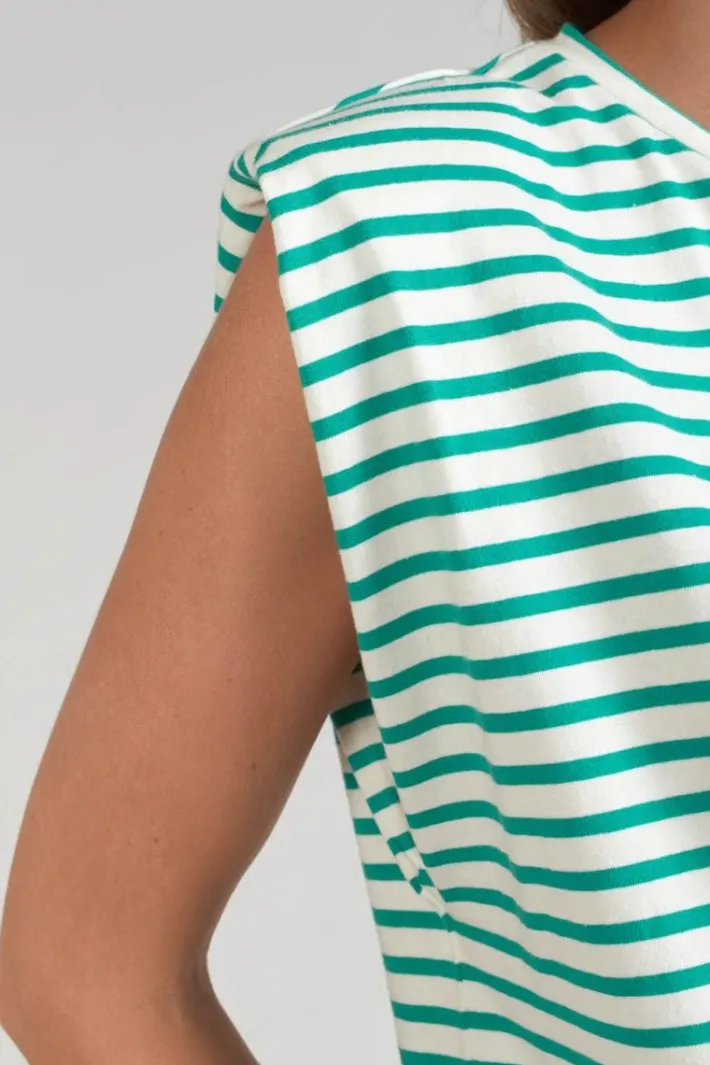Le Temps des Cerises T-Shirt Sans Manches Male A Rayures Vertes Tropical Sale