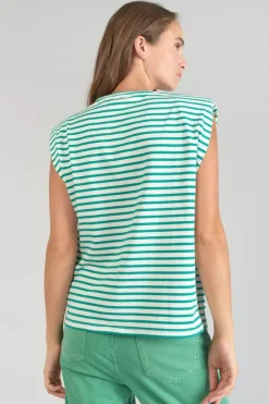 Le Temps des Cerises T-Shirt Sans Manches Male A Rayures Vertes Tropical Sale