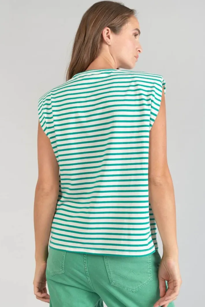 Le Temps des Cerises T-Shirt Sans Manches Male A Rayures Vertes Tropical Sale