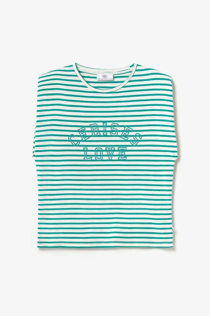Le Temps des Cerises T-Shirt Sans Manches Male A Rayures Vertes Tropical Sale