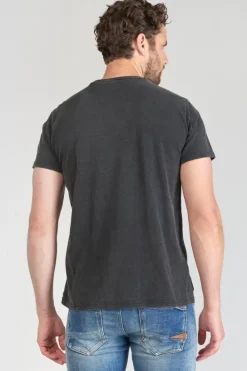 Le Temps des Cerises T-Shirt Stipe Gris Delave Imprime Black New