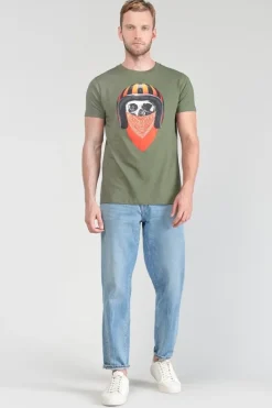 Le Temps des Cerises T-Shirt Veigar Kaki Imprime Leaf Store