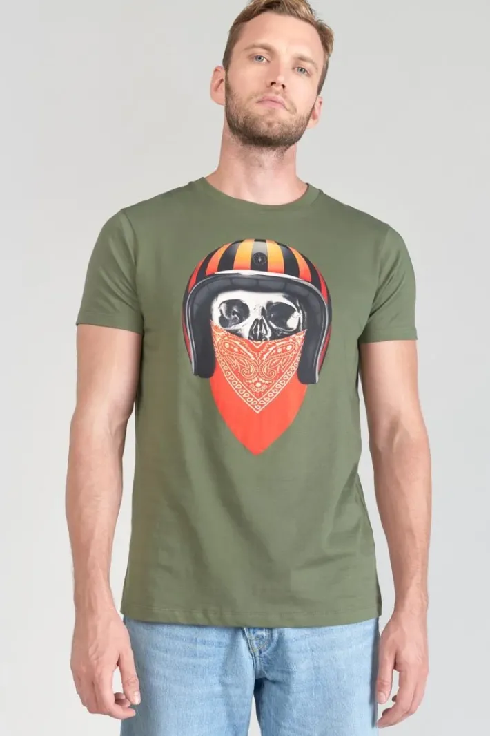 Le Temps des Cerises T-Shirt Veigar Kaki Imprime Leaf Store