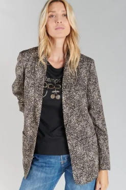 Le Temps des Cerises Veste Blazer Talhia Noir A Motif Black Sale