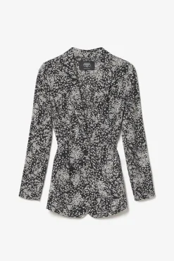 Le Temps des Cerises Veste Blazer Urielle A Motif Fleuri Noir Et Blanc Black Flower Shop
