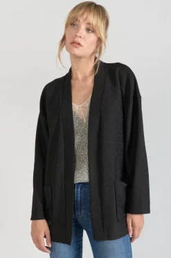 Le Temps des Cerises Veste Kimono Sobrado Noir Brillant Black New