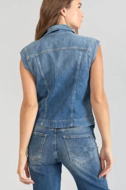 Le Temps des Cerises Veste Sans Manches Galinat En Jeans Bleu Blue Discount