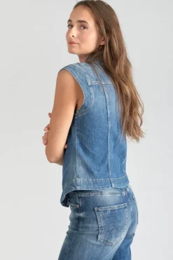 Le Temps des Cerises Veste Sans Manches Galinat En Jeans Bleu Blue Discount