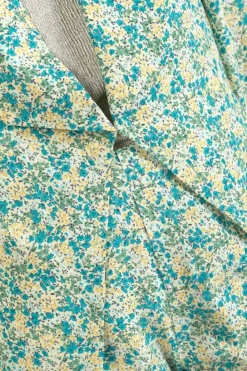 Le Temps des Cerises Veste Tasha A Motif Fleuri Vert Et Bleu Liberty Blue New