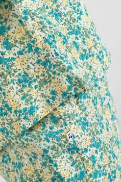 Le Temps des Cerises Veste Tasha A Motif Fleuri Vert Et Bleu Liberty Blue New